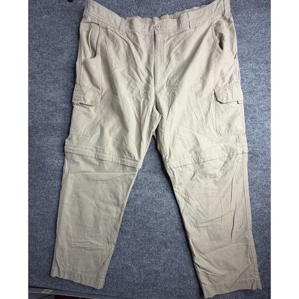 HB Harbor Bay Khaki‎ Pants Size 1XL Beige Flat Front Comfort Elastic Waist